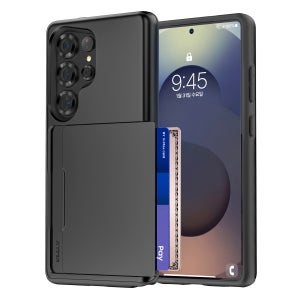 케이맥스 오토 카드톡 범퍼 카드 케이스 2장 수납 슬라이딩 원터치 블랙, 갤럭시S25 울트라