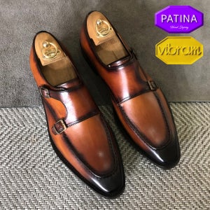 남자수제구두 명품구두 정장구두 엔틱브라운 파티나 에이징 오일베이스 해리스 몽크스트랩