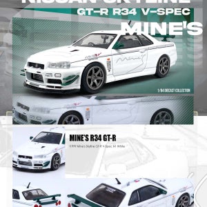 INNO64 프리미엄 닛산 스카이라인 R34 MINES 화이트 1:64 다이캐스트 모형 자동차 미니어처