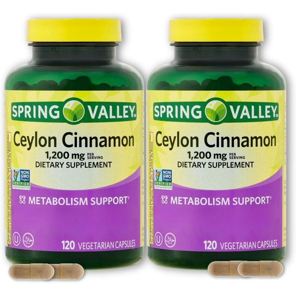 <b>스프링 밸리</b> 실론 시나몬 1200mg120ct 캡슐 (2팩)