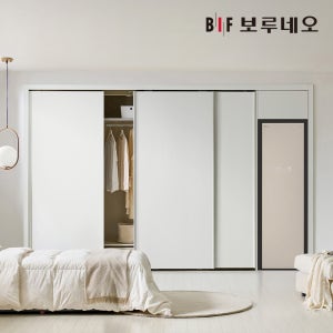 보루네오 E0 스타일러 슬라이딩 붙박이장 3900mm, 크림화이트