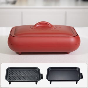 레꼴뜨 멀티 전기그릴 고기 불판 2개 전기후라이팬 분리형 멀티쿠커 뚜껑 고화력 RHP-1(R)