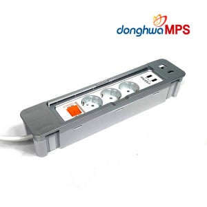 MPS 슬림 매립콘센트 3구 실버 3USB 1LAN