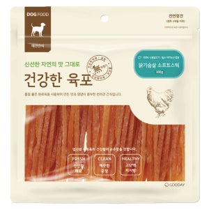 건강한육포 닭가슴살 소프트스틱 300g 강아지 져키