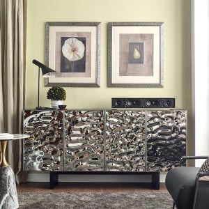 미라지가구 95408 빈티지 콘솔 포인트 유리 도어 수납장