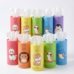 팝캔티슈 원통형 먼지없는 미니 미용 곽 각티슈 50매, 10개