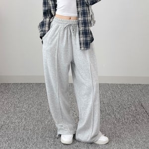 어브라운 여성 밑단조임 스트링 트레이닝 바지 핀턱 와이드 운동복 츄리닝 일반,기모