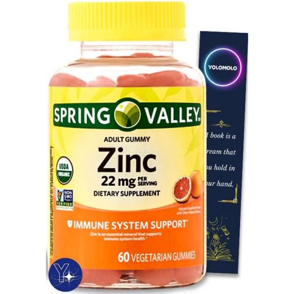 청소년 단백질 합성 아연 <b>스프링 밸리</b> 구미 자몽 22mg 60개 욜로몰로 북마크 선물