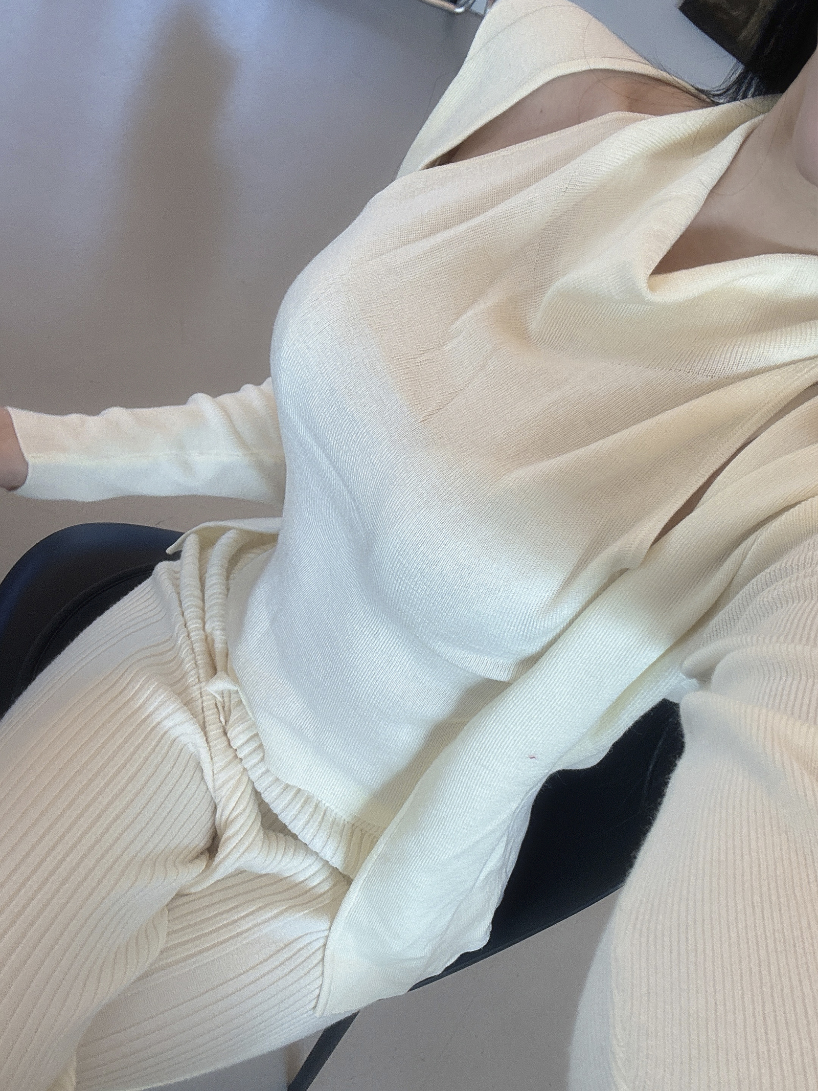 [🤍☁밍크원단/꾸안꾸룩☁] 패치 숄카라 머플러 투웨이 롱 코트 가디건 (수입) 상세 이미지 29