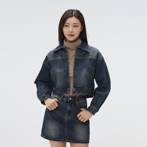 스파오 데님 크롭 집업 재킷 SPJEF23G02