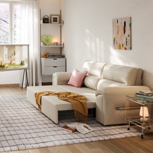 플래지어 린지홈 모노디 모던 확장형 가죽 소파 베드 와이드 2인용