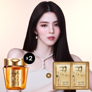 [극손상헤어팩] 로레알파리 엑스트라오디네리 오일 실크 마스크 팩 250ml 2개(+헤어밀크 7ml 2개)