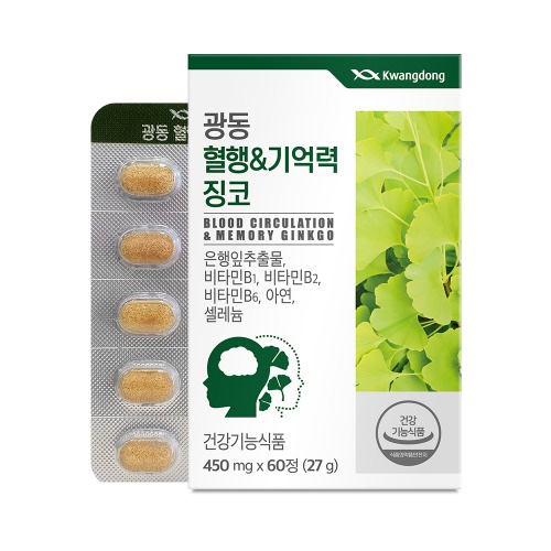 은행잎추출물 징코 60정 혈액순환 영양제 팔 다리 수족냉증 개선 효능 혈압에 좋은 약2개월