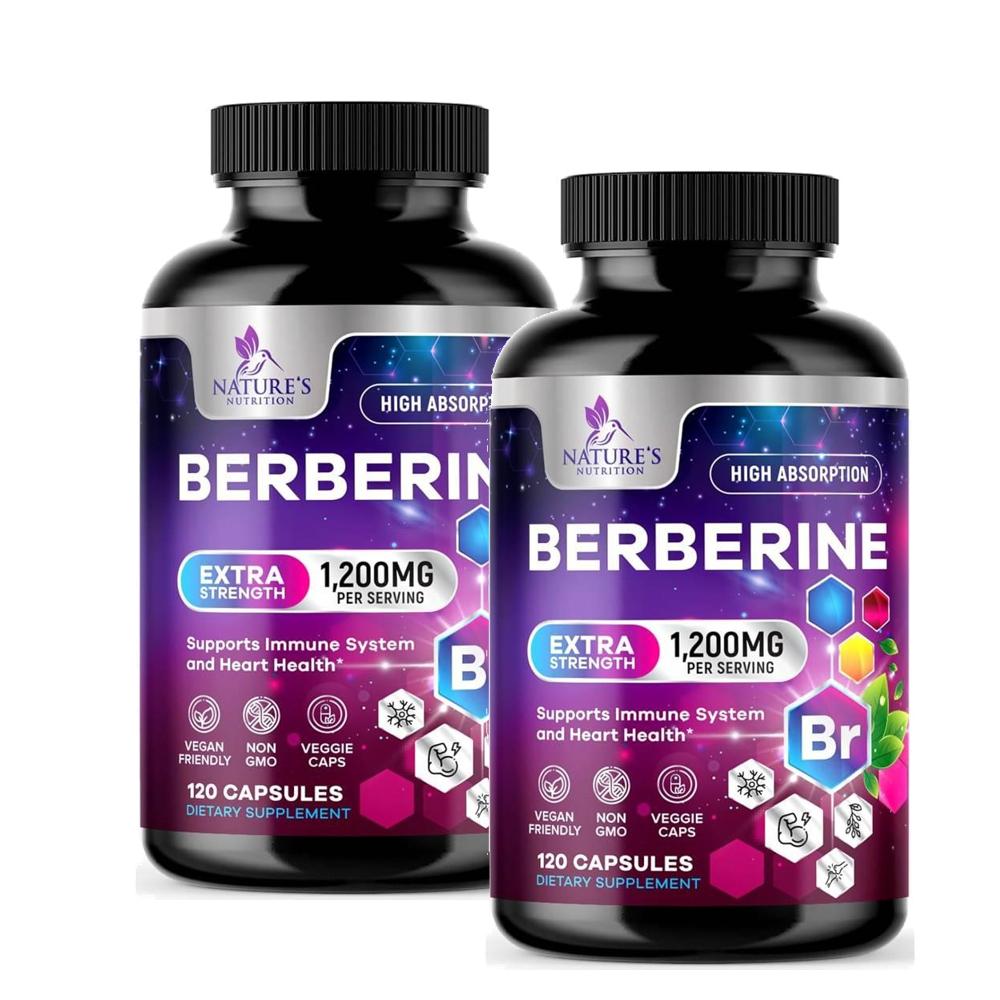네이쳐<b>뉴트리션</b> 베르베린 서플리먼트 1200mg 캡슐 120정 2개 Nature’s Nutrition Berberine