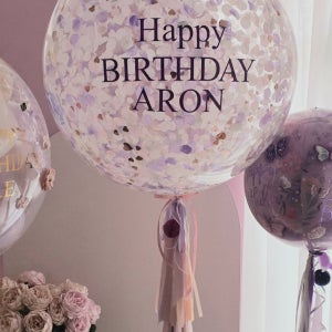 [방문수령만가능] 헬륨 컨페티점보풍선 (퍼플) 웨딩 백일 이벤트 파티 생일 돌잔치