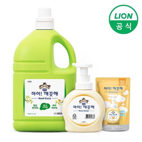 아이깨끗해 대용량 리필 숲속산책 4.5L+공용기+100ml 리필 손세정제 핸드워시