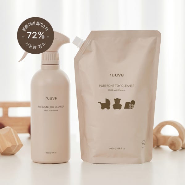 러베 퓨어존 아기 토이&매트 클리너 장난감 다용도 매트 세척 500ml + 리필 1L