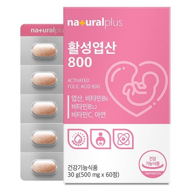 내츄럴플러스 활성 <b>엽산</b> 800 500mgX60정