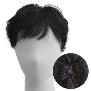 [알렌스] 숏컷 인모 정수리가발 부분 탈모탑커버 불파트 리얼스킨 14cm