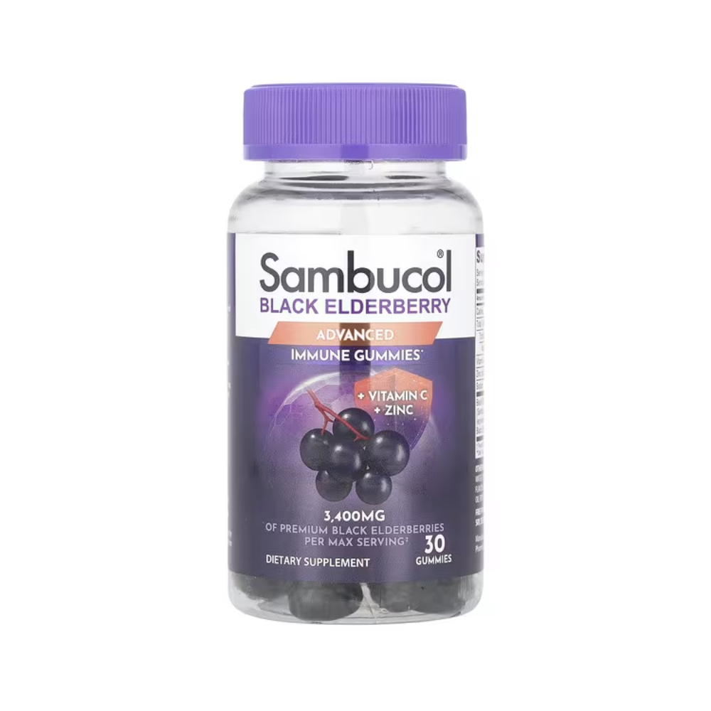Sambucol 삼부콜 <b>블랙 엘더베리 어드밴스드 이뮨</b> 구미+비타민 C, 아연 30 구미