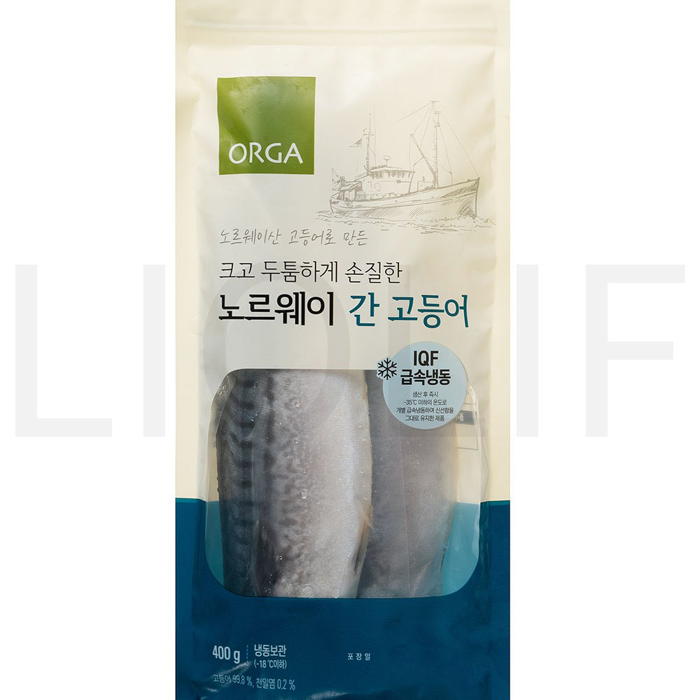 <b>올가홀푸드</b> 크고 두툼하게 손질한 노르웨이 <b>간</b> 고등어 (냉동) 400g 1개