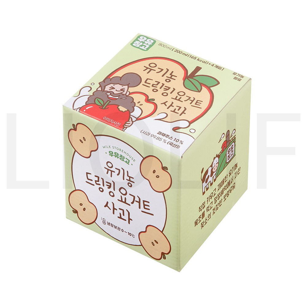 우유창고 유기가공식품 인증 사과 드링킹 요거트