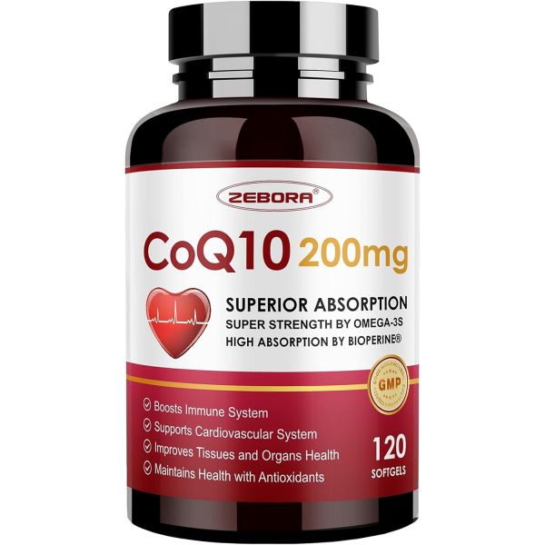 코엔자임 <b>CoQ10200mg</b>소프트젤 PQQ 바이오페린 오메가3 120인분 Q10(유비퀴논) 로 고 에너지 생산