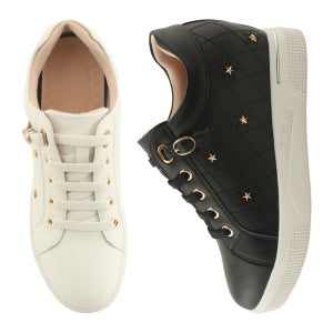 소가죽 퀼팅 스치티 별 스터드 키높이 운동화 6cm