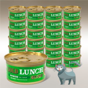 프리미엄 골드 런치 고양이캔 주식 습식 헤어볼, 80g, 24개