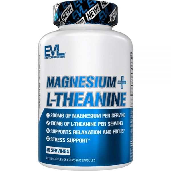 심신 안정 진정 <b>에볼루션 뉴트리션</b> 마그네슘 + L<b>테아닌</b> 자연 집중 200mg 100mg 비건 비GMO 45인분 90가지