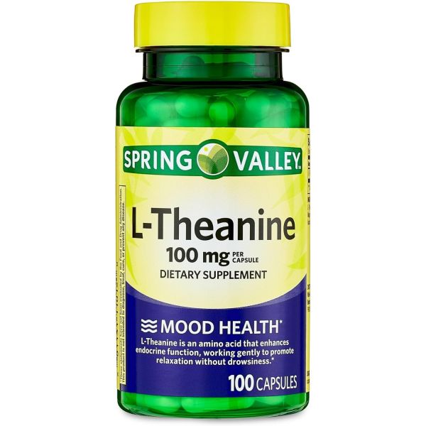진정 <b>스프링 밸리</b> L테아닌 캡슐 무향 100mg 100개 수