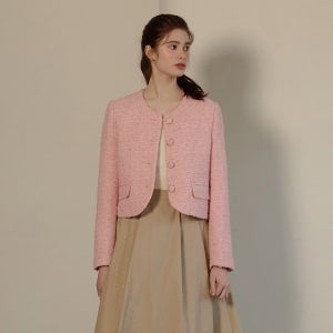 (JJ지고트) 글리터 트위드 라운드넥 크롭 재킷 GR2P0JK211