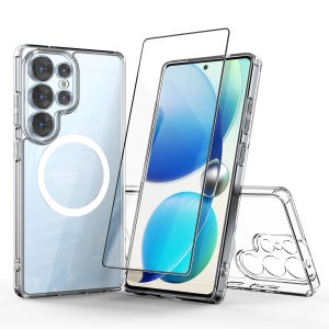 이디즌 갤럭시S25 S25 울트라 엣지 맥세이프 투명 하이브리드 방탄 범퍼 클리어 젤하드 + 강화유리 글래스 풀커버