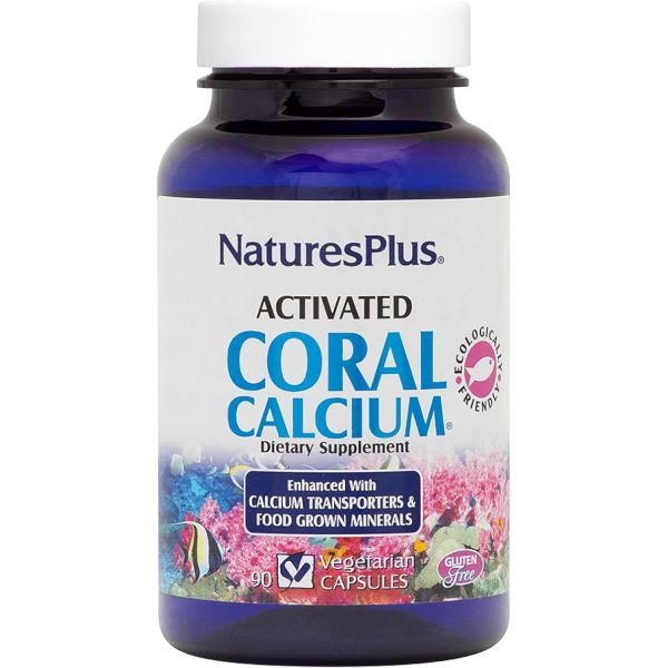 전달 NaturesPlus 화 산호 칼슘 345mg 90개 마그네슘 비타민이 함유된 저자극성 글루텐 프리 30인분
