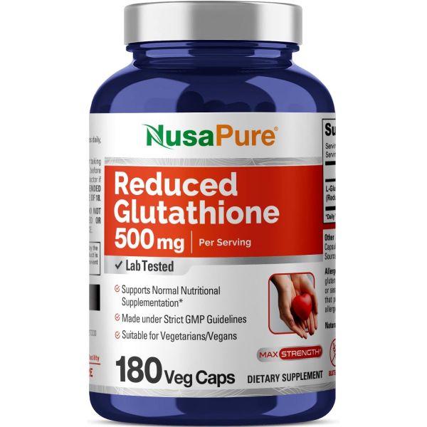 <b>누사퓨어 글루타치온</b> 500mg 180가지 (비건 비-GMO) L-글루타치온