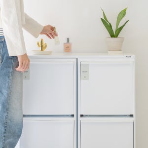 [단독] 창신리빙 프랑코 인테리어 스탠드 분리수거함 2단 2개 + 전용 우드상판 풀세트