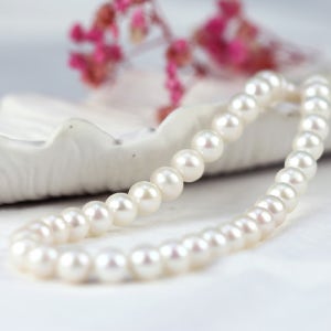 펄마켓 AAA 14k 실버 혼주 한복 코디 8mm 데일리 담수 초커 진주 원석 목걸이