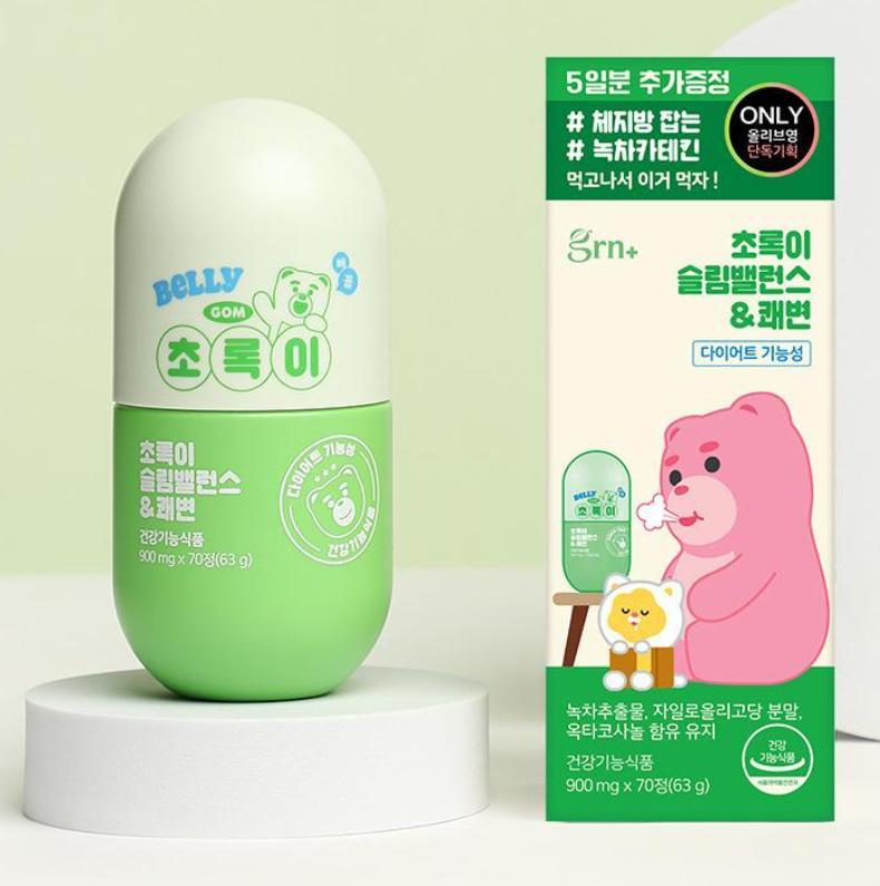 grn+초록이 슬림<b>밸런스</b>&amp;쾌변 60정(+10정) <b>녹차 카테킨</b> 체지방감소