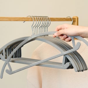 어슬릭 어깨뿔방지 옷걸이 논슬립 회전형 벨벳 옷걸이 그레이, 20개