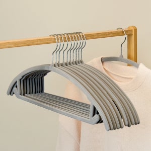 어슬릭 어깨뿔방지 옷걸이 논슬립 회전형 벨벳 옷걸이 그레이, 100개