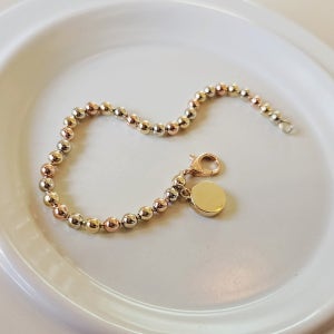 14k 18k 삼색 볼팔찌 심플 코인 참 금 남여공용 커플 이니셜 각인 9.6g