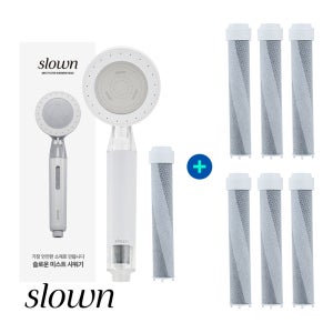 [수압조절] 슬로운 미스트헤드 필터샤워기 온오프 아기젖병소재 샤워헤드필터 미스트필터샤워기1개+샤워기필터7개