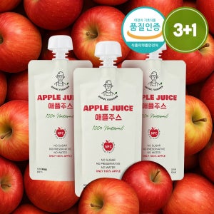 [3+1] 국산 사과주스 물 한 방울 섞지 않은 100% NFC착즙 100ml x 80개