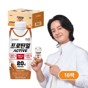 정식품 그린비아 프로틴밀 액티브 아몬드와호두 250ml 18팩 단백질 음료 영양 간편 아침식사 대용식