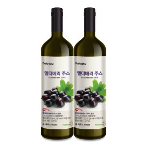 데일리원 무가당 엘더베리 주스 500ml 2병