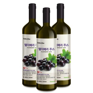 데일리원 무가당 엘더베리 주스 500ml 3병