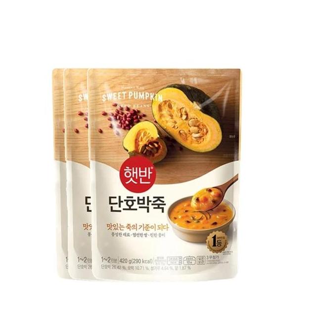 [엄마맛집]햇반 단호박죽(420gx3개) <b>CJ 제일제당</b> 아침대용 간단식사 자취생필수템 겨울 식재료