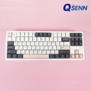 큐센 Q87 PBT 풀윤활 가스켓 유무선 기계식 키보드 화이트 애플민트축 V1
