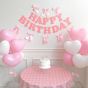 생일 파티 용품 가랜드 리본 세트 핑크 하트 풍선 화이트 장식 용품 데코