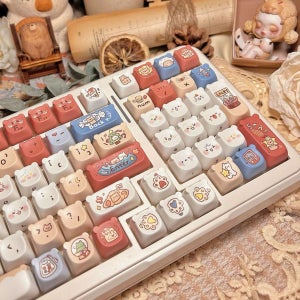 아기곰키캡 디자인 키보드 세트 개성있는 액세서리 커스터마이징 고품질 Bear Workshop-둥근 귀-130+ 키